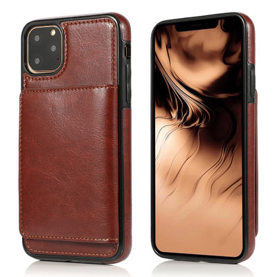 Caisse en cuir de luxe en cuir véritable de portefeuille d'Iphone de cas de téléphone