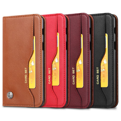 Cas en cuir d'Iphone de téléphone de cas de portefeuille de cas en cuir en cuir exquis de téléphone