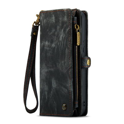 Cas en cuir véritable de luxe antichoc de portefeuille de cas en cuir multifonctionnel d'IPhone