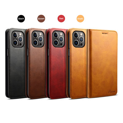 Caisse de luxe de cuir de portefeuille de téléphone de cas d'ODM en cuir véritable/OEM Iphone
