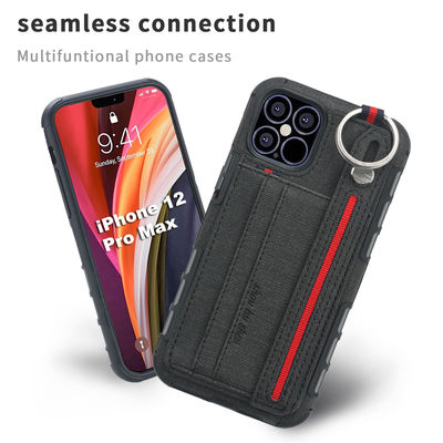 Lanyard Strap Leather Phone Cases pour Iphone 14 13 Scratchproof
