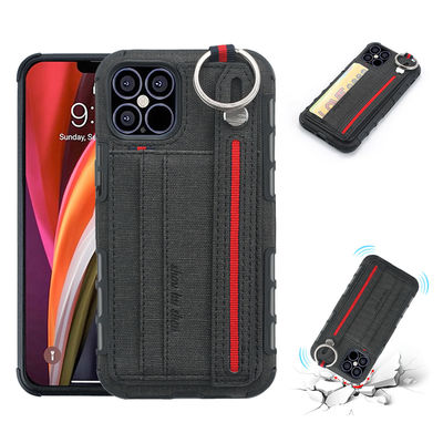 Lanyard Strap Leather Phone Cases pour Iphone 14 13 Scratchproof