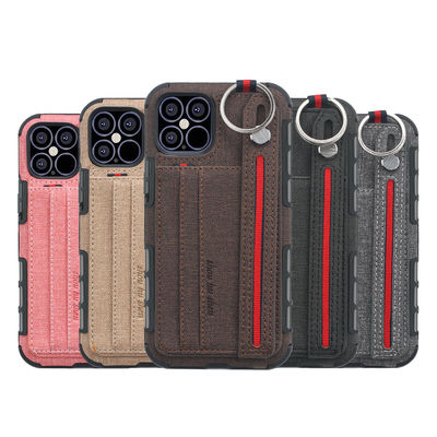 Lanyard Strap Leather Phone Cases pour Iphone 14 13 Scratchproof