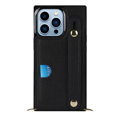 Cas de téléphone de noir en cuir d'OEM/ODM d'Iphone de caisse exquise de portefeuille