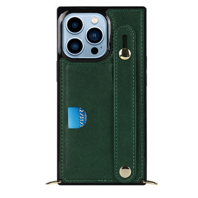 Cas de téléphone de noir en cuir d'OEM/ODM d'Iphone de caisse exquise de portefeuille