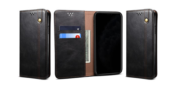 Cas de luxe insalissable en cuir véritable exquis de téléphone de portefeuille de cas d'Iphone