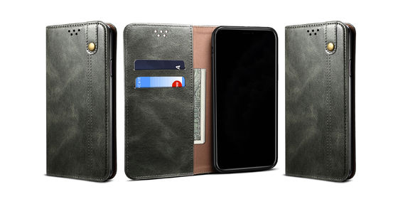 Cas de luxe insalissable en cuir véritable exquis de téléphone de portefeuille de cas d'Iphone