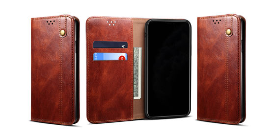 Cas de luxe insalissable en cuir véritable exquis de téléphone de portefeuille de cas d'Iphone