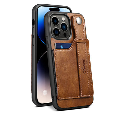 Cas en cuir d'Iphone de téléphone de cas de portefeuille de cas en cuir en cuir de téléphone de luxe