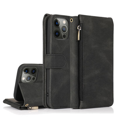 Style moderne véritable de luxe de cas en cuir d'Iphone de cas de téléphone de portefeuille