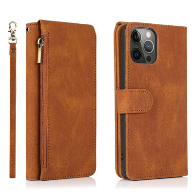 Style moderne véritable de luxe de cas en cuir d'Iphone de cas de téléphone de portefeuille