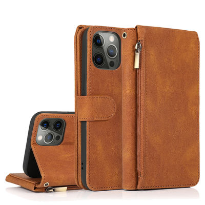 Style moderne véritable de luxe de cas en cuir d'Iphone de cas de téléphone de portefeuille