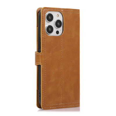 Cas en cuir en cuir véritable de luxe d'Iphone de portefeuille de cas de téléphone de cas en cuir de téléphone