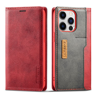 Style moderne de cas d'Iphone de cas de téléphone de portefeuille de caisse rouge en cuir de téléphone
