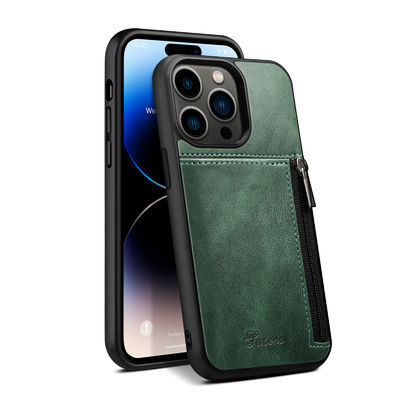 Caisse de luxe en cuir véritable de portefeuille d'Iphone de cas de téléphone moderne