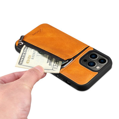 Caisse de luxe en cuir véritable de portefeuille d'Iphone de cas de téléphone moderne