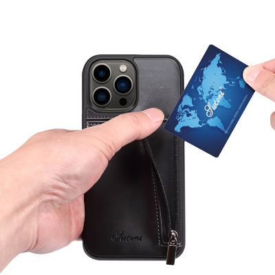 Caisse de luxe en cuir véritable de portefeuille d'Iphone de cas de téléphone moderne