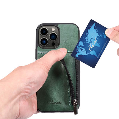 Caisse de luxe en cuir véritable de portefeuille d'Iphone de cas de téléphone moderne