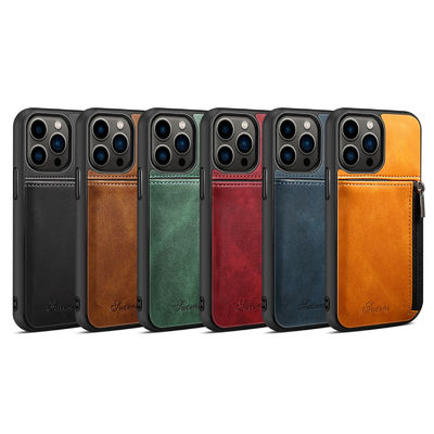 Caisse de luxe en cuir véritable de portefeuille d'Iphone de cas de téléphone moderne