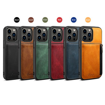Caisse de luxe en cuir véritable de portefeuille d'Iphone de cas de téléphone moderne