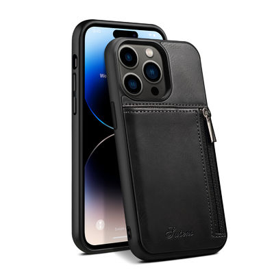Caisse de luxe en cuir véritable de portefeuille d'Iphone de cas de téléphone moderne