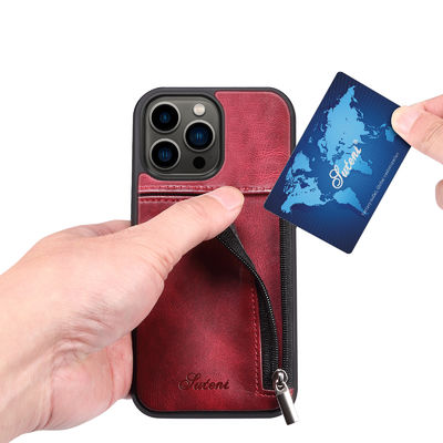 Caisse de luxe en cuir véritable de portefeuille d'Iphone de cas de téléphone moderne