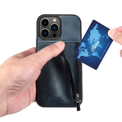 Caisse de luxe en cuir véritable de portefeuille d'Iphone de cas de téléphone moderne