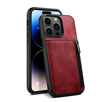 Caisse de luxe en cuir véritable de portefeuille d'Iphone de cas de téléphone moderne