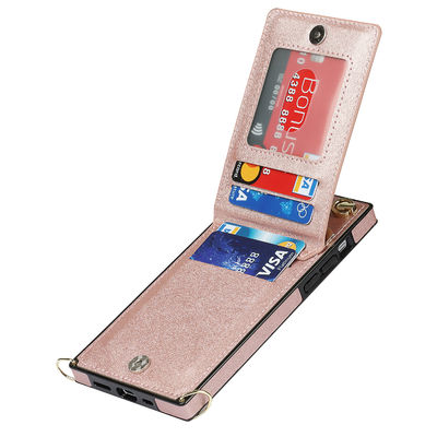 Caisse en cuir véritable de portefeuille d'Iphone de cas en cuir de luxe de téléphone