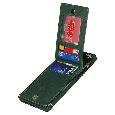 Caisse en cuir véritable de portefeuille d'Iphone de cas en cuir de luxe de téléphone