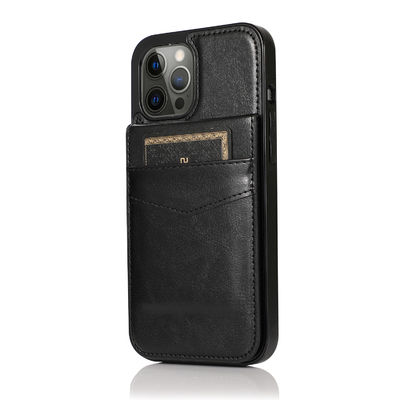 Cas en cuir de téléphone de cuir de preuve d'éraflure d'Iphone de cas de téléphone de portefeuille