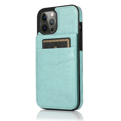 Cas en cuir de téléphone de cuir de preuve d'éraflure d'Iphone de cas de téléphone de portefeuille