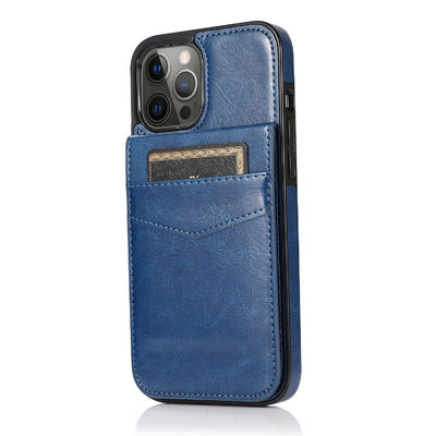 Cas en cuir de téléphone de cuir de preuve d'éraflure d'Iphone de cas de téléphone de portefeuille