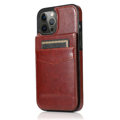 Cas en cuir de téléphone de cuir de preuve d'éraflure d'Iphone de cas de téléphone de portefeuille