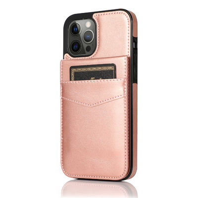 Cas en cuir de téléphone de cuir de preuve d'éraflure d'Iphone de cas de téléphone de portefeuille