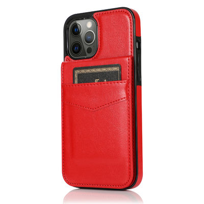 Cas en cuir de téléphone de cuir de preuve d'éraflure d'Iphone de cas de téléphone de portefeuille