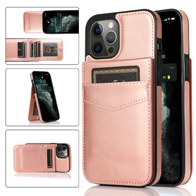 Cas en cuir de téléphone de cuir de preuve d'éraflure d'Iphone de cas de téléphone de portefeuille